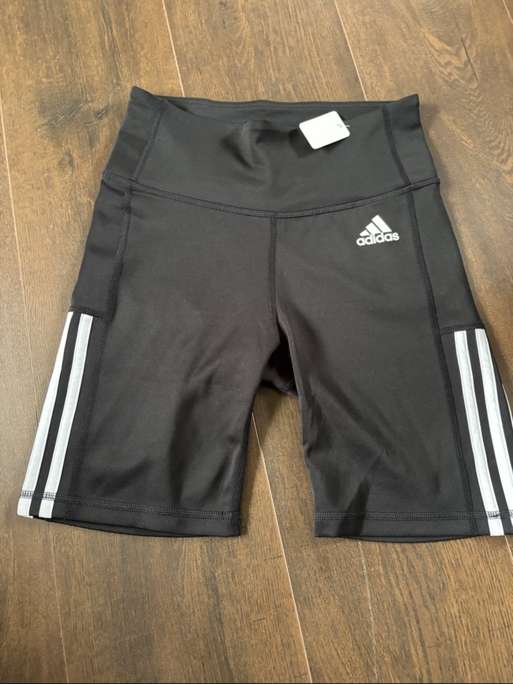 adidas Black Bike Shorts with White Side Stripes